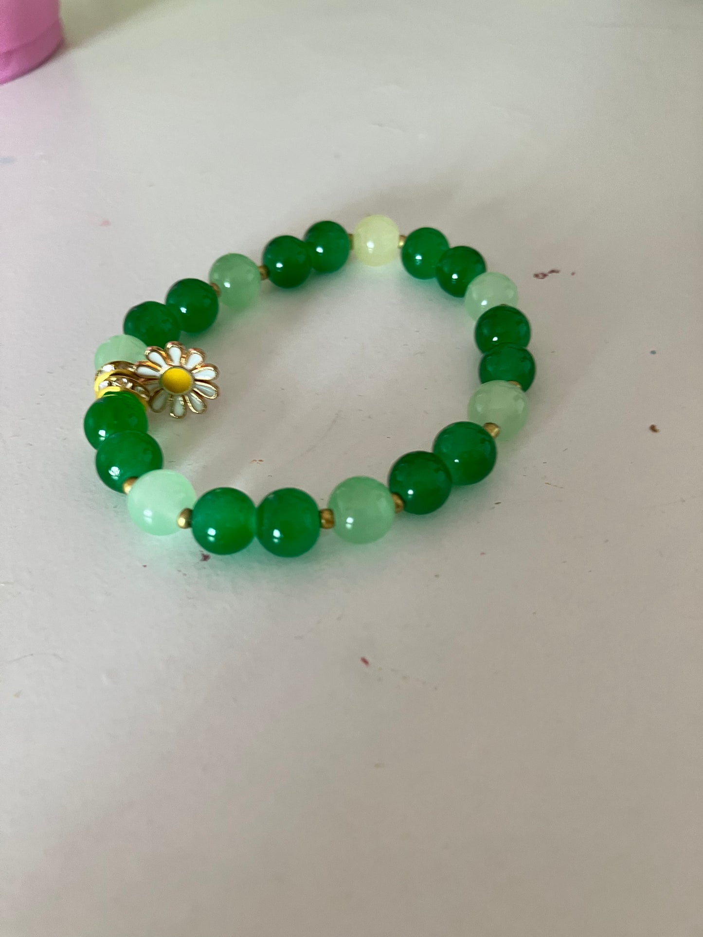 Dark green flower bracelet
